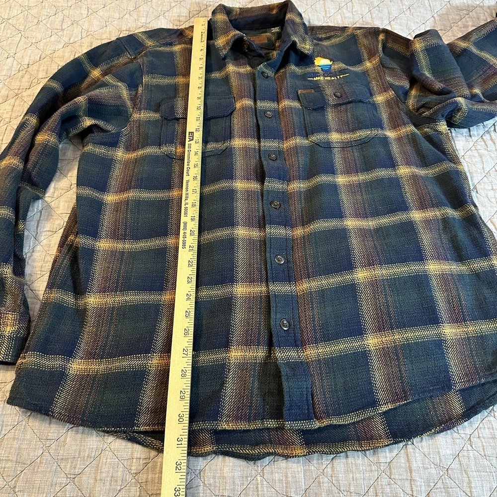 Orvis Plaid Flannel Shirt Mens Large Button Front Cotton Workwear Outdoors Patch - Picture 4 of 8